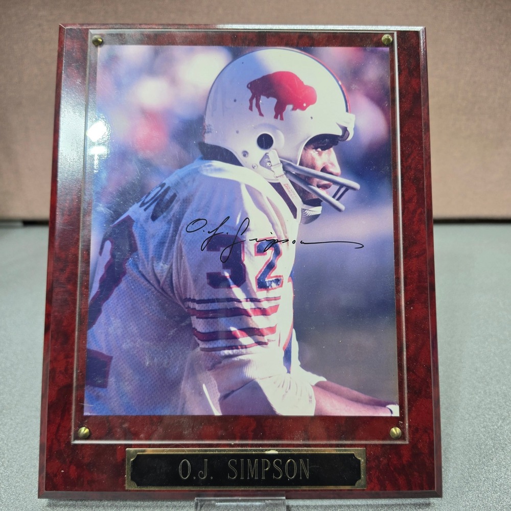O.J. Simpson Buffalo Bills Signed Photo Plaque Excell. Autographed HOF #32
